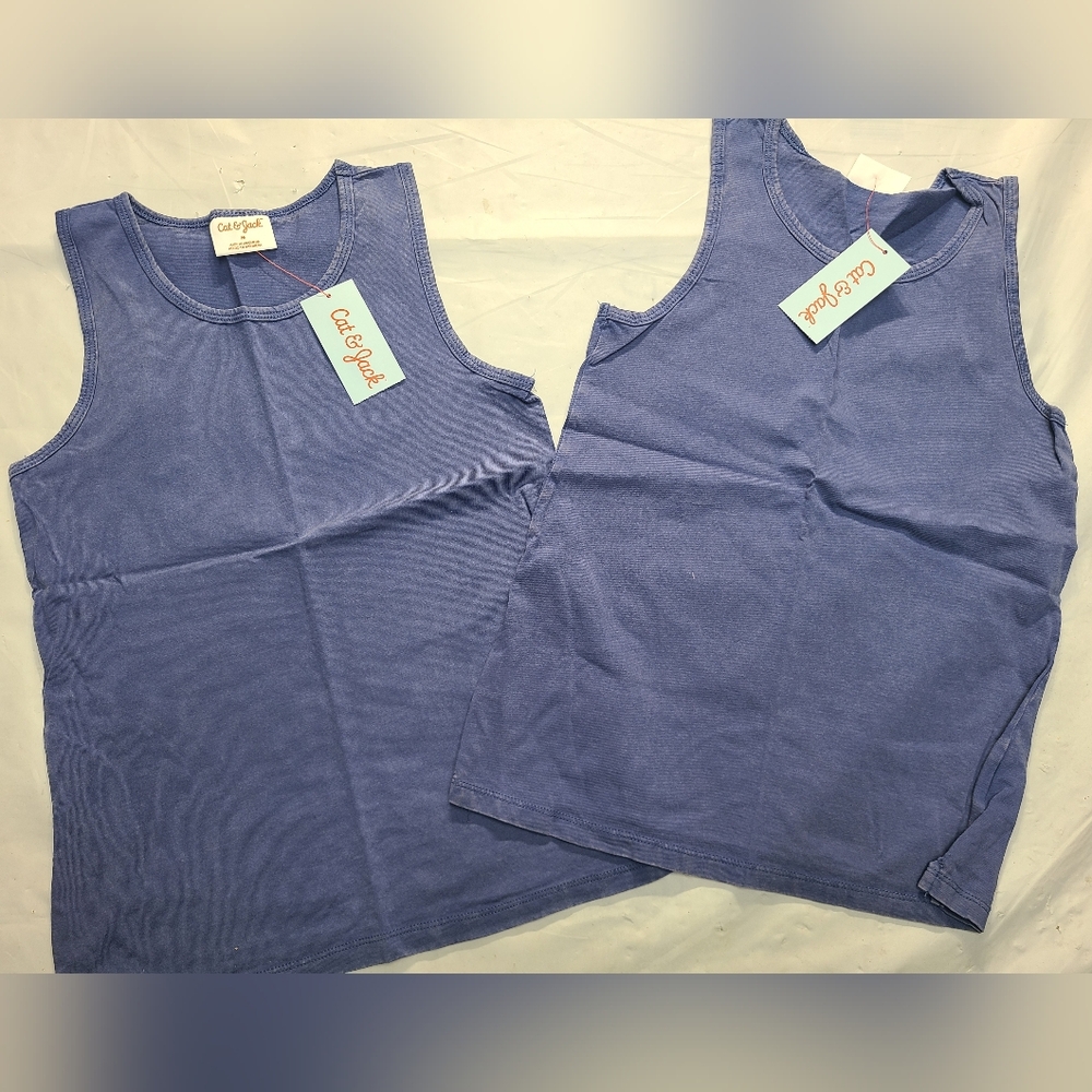 Lot Of 2 Kids' Unisex Tank Top Cat & Jack Blue Size Medium